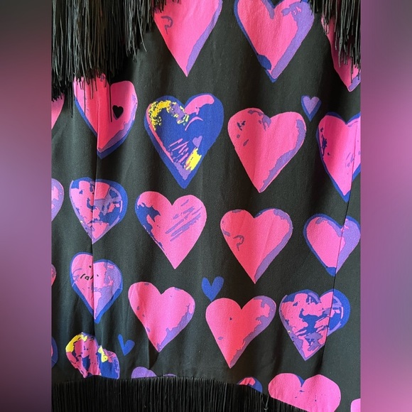 VERSACE X H&M 100% Silk Pink Heart Fringe Mini Dress - 6 - Picture 4 of 11